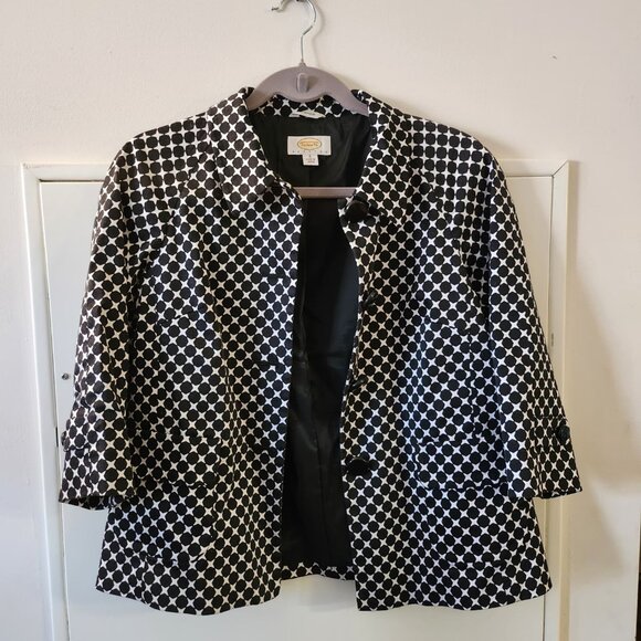 Talbots Jackets & Blazers - Talbots Petites Black & White Geometric Print Coat